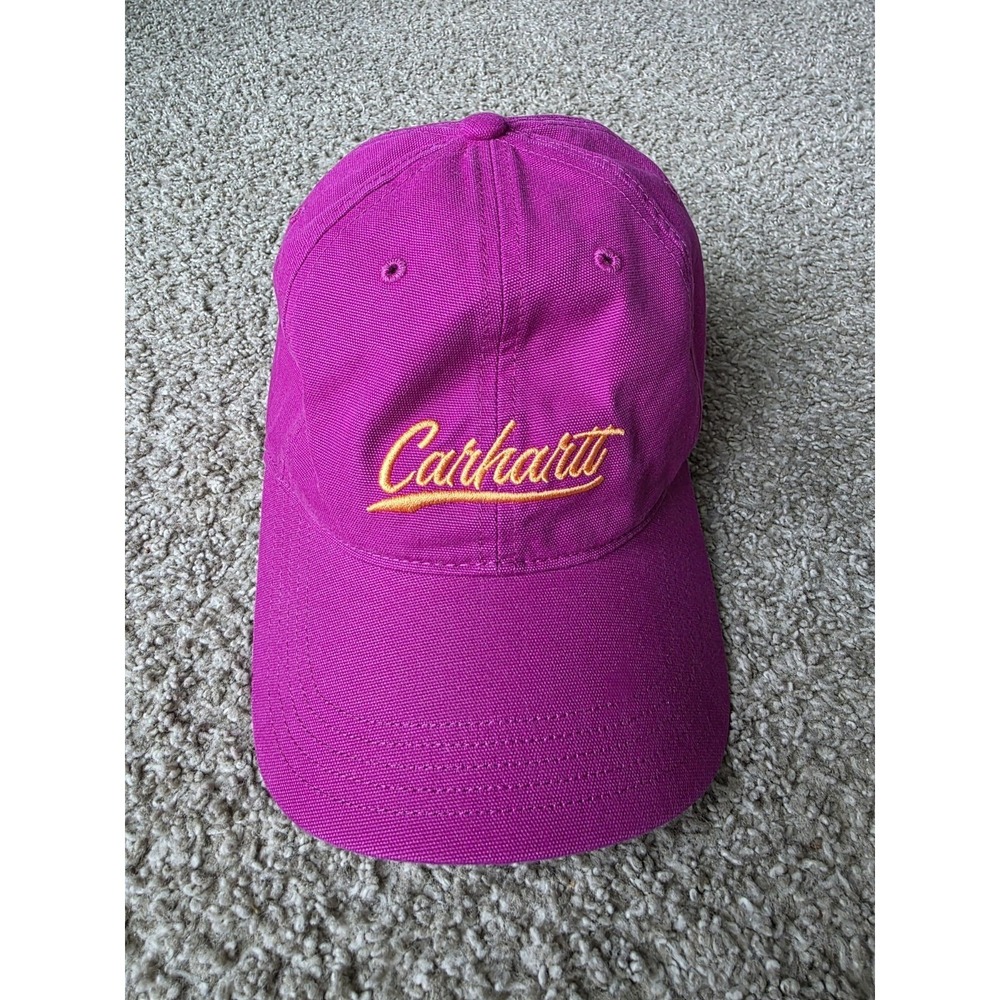 CARHARTT Women's Canvas Script Graphic Cap Strap Back Magenta and Orange